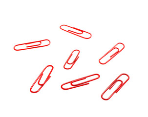 Paper clips on white background