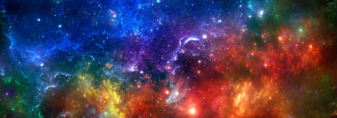 Obraz na płótnie Canvas Abstract space background with colorful nebula and stars