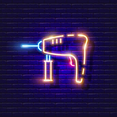 Rotary Hammer neon icon. Vector illustration for design. Repair tool glowing sign. Construction tools concept.