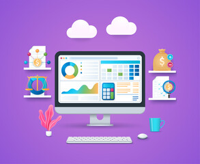 Financial administration illustration in 3D style