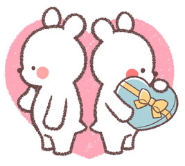 子供シロクマカップルとチョコレート