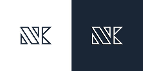 Abstract line art initial letters NK logo.