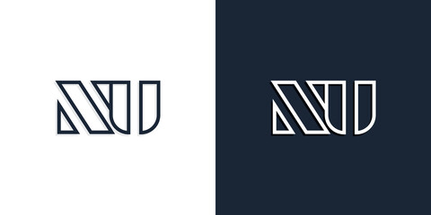 Abstract line art initial letters NU logo.