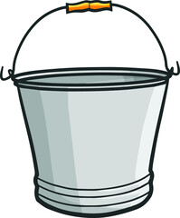 Funny metal bucket in cartoon style
