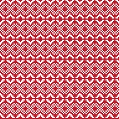 Red Christmas Fair Isle Seamless Pattern Background