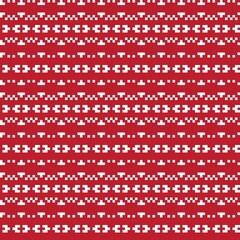 Red Christmas Fair Isle Seamless Pattern Background