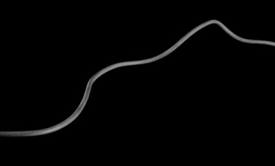 White cable, cord isolated on black background with clipping path