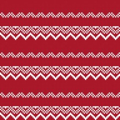 Red Christmas Fair Isle Seamless Pattern Background