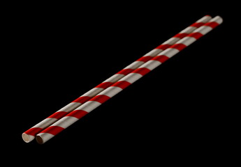 Paper drinking straw, eco friendly isolated on black background with clipping path