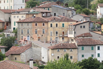 Fototapeta na wymiar Old House Facades in Rural Village in Central Italy