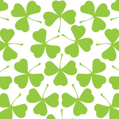 Vector seamless clover pattern with three leaf. 