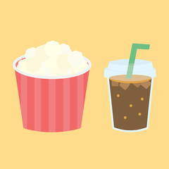 シンプルでかわいいポップコーンとコーラのイラスト
