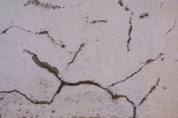 Rupture cement white paint background. old texture surface display structure backdrop. rough dirty concrete wall. flat lay or free space for add text or products presentation.