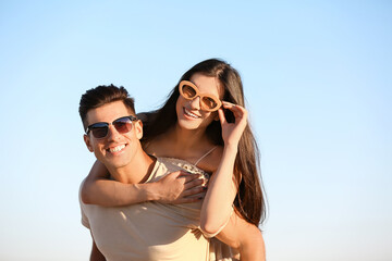 Happy young couple on sea beach