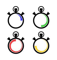 Fototapeta premium Countdown. Analog timer icons set, illustration, Clock picture, watch icon