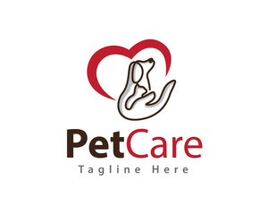 dog cat pet care love logo icon symbol template illustration inspiration