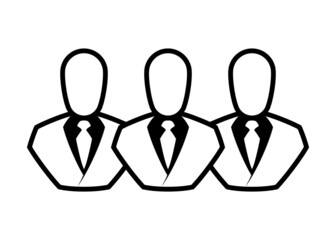 People line icon. Outline persons solid, group linear black pictogram. Simple image business collective people. Labor men collective silhouette. Office staff icon, bodyguards. Employees of bank