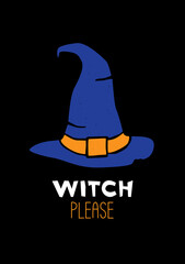 Halloween illustration. Witch hat and 