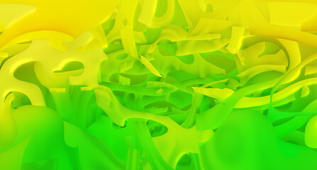 Abstract festive background in bright colors. Liquid flowing figures of irregular shapes in cheerful colors. Raster illustration on the theme of a holiday, carnival or anniversary.