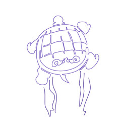 single line art of two snails bussing a ride on a turtle