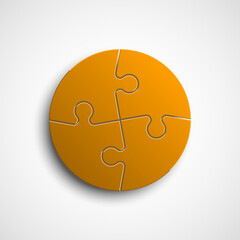 Simple Puzzle four piece round business presentation. Circle outline infograph. 4 Step puzzle contour process diagram. Section line compare puzzle banner.