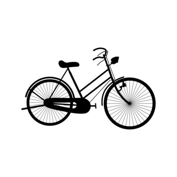 Art & Illustration silhouette of an antique transportation tool, an old bicycle. black and white