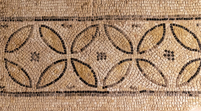 various geometric patterns made of mosaics. zeugma gaziantep province.