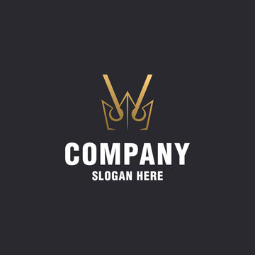 Luxury letter V with abstract crown logo template