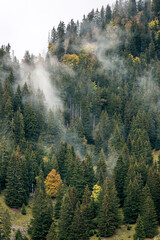 La montagne embrumée à La Clusaz, Haute-Savoie, France