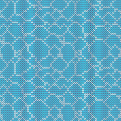 Knitted sea pattern. Summer knitting design. Vector illustration.