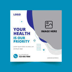 Medical Health Care Social Media Post Template, Editable Healthcare Social Media Banner Template