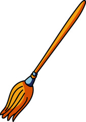Halloween symbol icon vector.broom made from twigs on a long wooden handle. vector illustration. tool for cleaning isolated on white background. Witches broom stick. Halloween accessory object.
