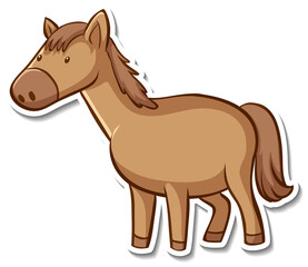 Sticker design with cute horse isolated