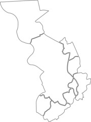 Simple blank white vector map with black borders of districts of Antwerp, Belgium
