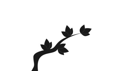 Black Flower Art Tree Curved Right