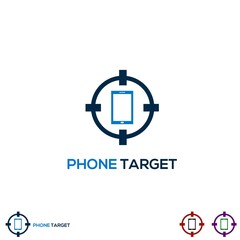 Phone target logo design concept modern, phone hunting logo design on isolated background