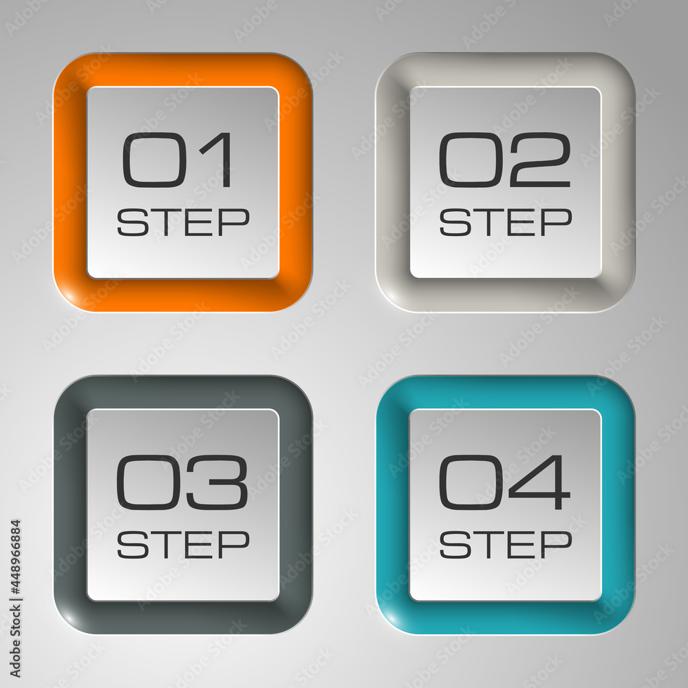Poster Design clean square buttons number banners template/graphic or website layout. Vector illustration.
