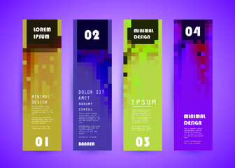 Abstract geometric pattern background for brochure cover design. Blue, yellow, red, orange, pink and green vector banner template