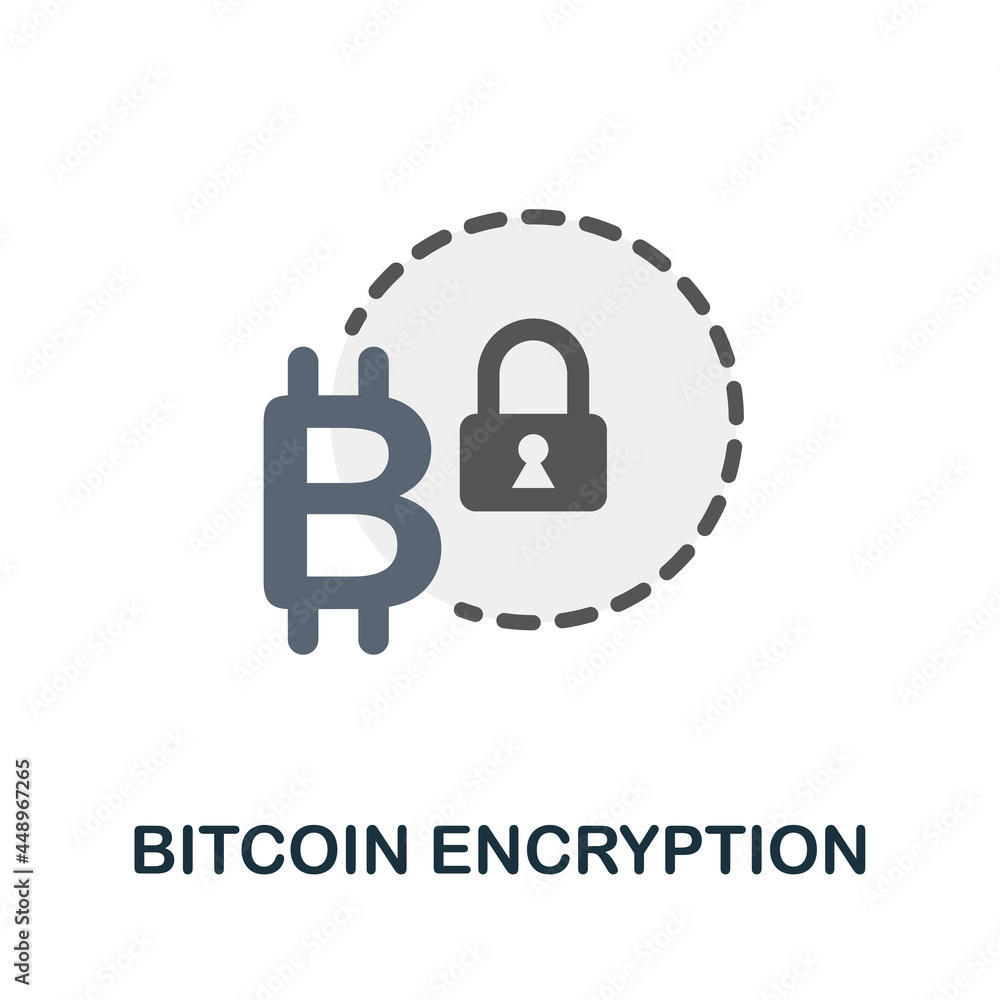 Poster bitcoin encryption flat icon. colored sign from cryptocurrency collection. creative bitcoin encrypti