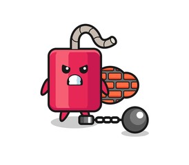 Character mascot of dynamite as a prisoner