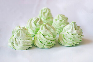 Delicious homemade mint marshmallow on the table.