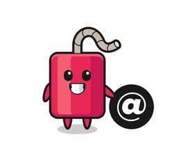Cartoon Illustration of dynamite standing beside the At symbol