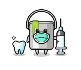 Mascot character of paint tin as a dentist