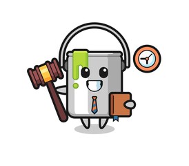 Mascot cartoon of paint tin as a judge