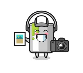 Character Illustration of paint tin as a photographer