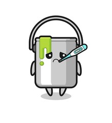 paint tin mascot character with fever condition