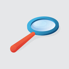 Illustration vector graphic of magnifying glass with blue plastic case flat design isolated on white background.