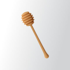 Illustration vector graphic of Wooden honey dipper isolated. Drizzler on the white background. Beekeeper tools collection