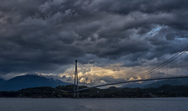Halogaland bridge across Rombaksfjorden, Narvik, Nordland, Norway