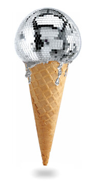 disco ball ice cream isolated on white background